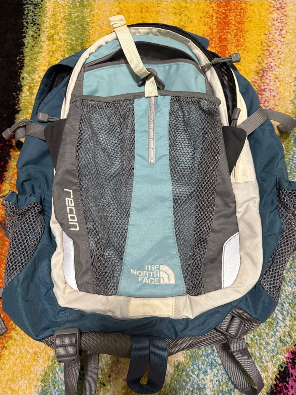 The North Face Men's Recon Backpack in Teal, Gray and Cream